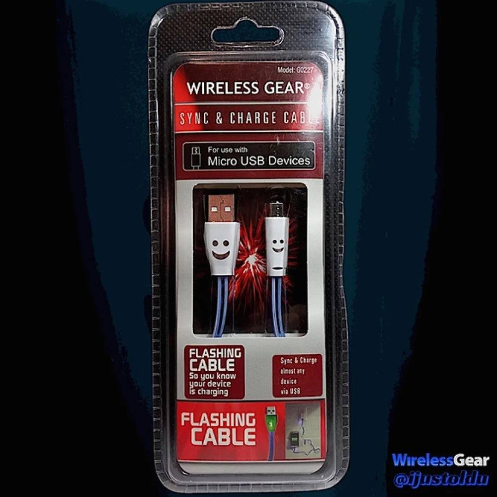 Wireless Gear Micro USB Sync & Charge Flashing Cable | 3 ft Cable | Model G0227